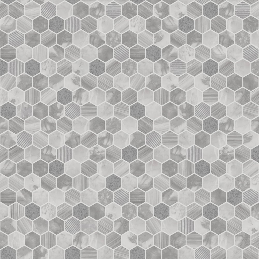 Holden Decor Hexara Tile Grey Wallpaper Image 1