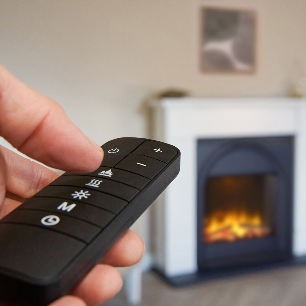 Adam Chesterfield White and Charcoal Grey Electric Fireplace Suite 44 Inch Image 6