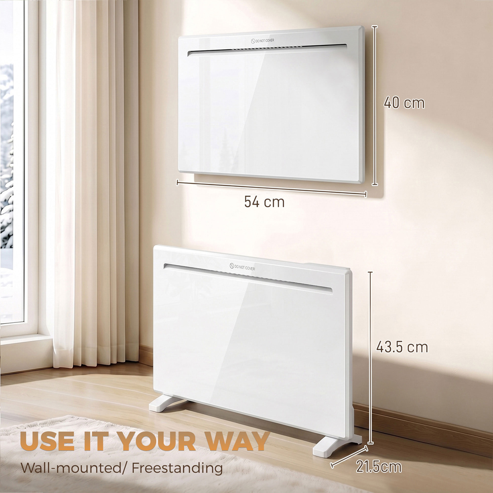 HOMCOM White Smart Electric Panel Heater 1000W Image 9