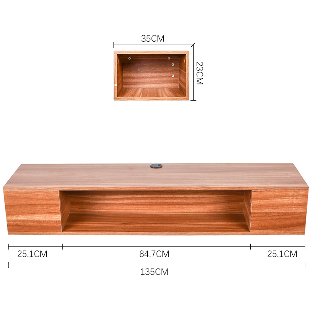 Living and Home 3 Shelf Brown Wall Mounted TV Stand Open Storage Image 9