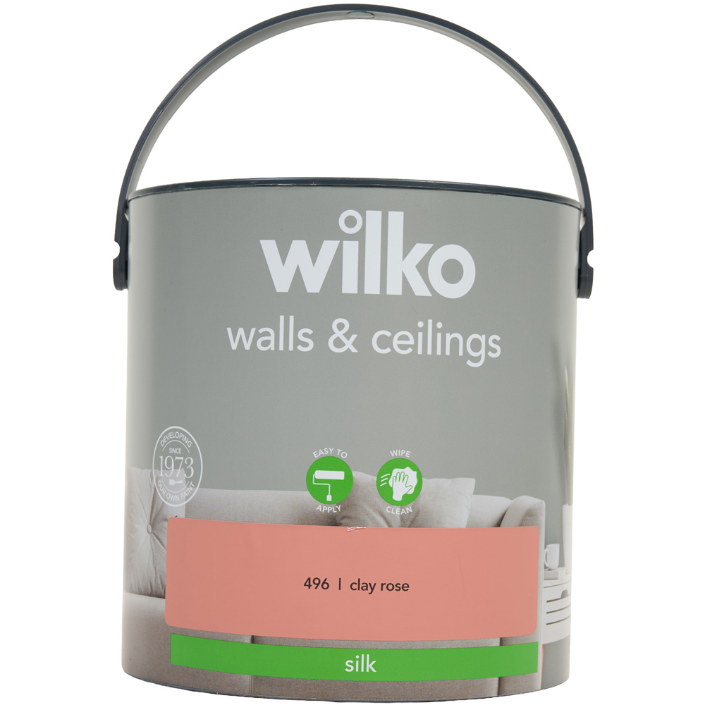 wilko Walls and Ceilings Silk Emulsion Paint Clay Rose Image 4