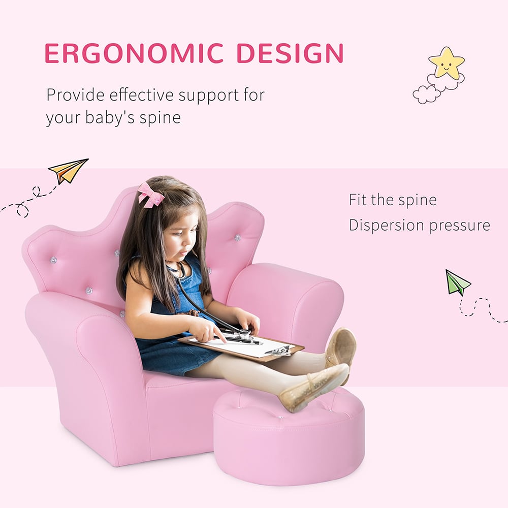 Tommy Toys Pink Kids Armchair and Ottoman Image 6