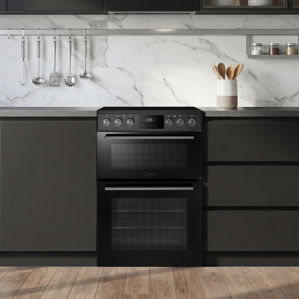 Midea MFO24EME4R118-BK Black 60cm Double Oven Freestanding Cooker with Ceramic Hob Image 2