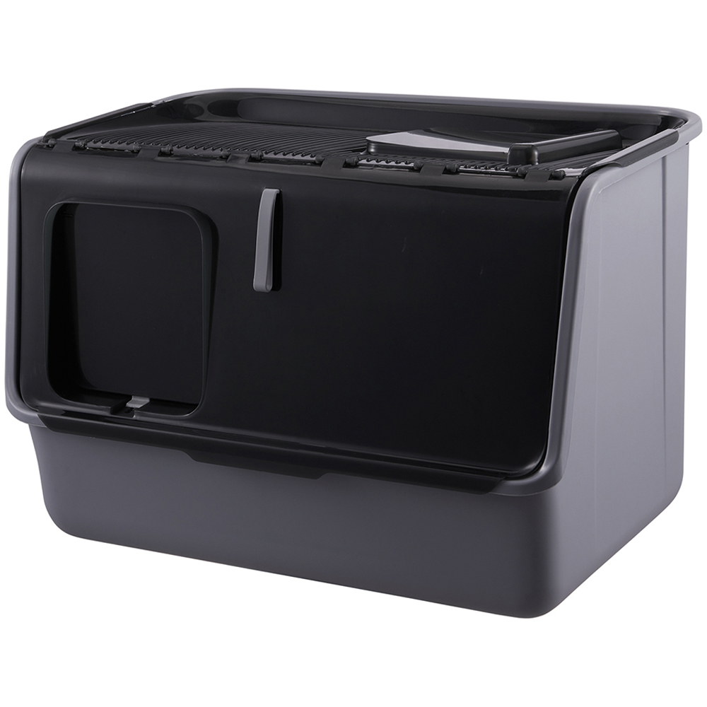 H&O Direct Black Enclosed Cat Litter Box with Anti Splash Top Image 1
