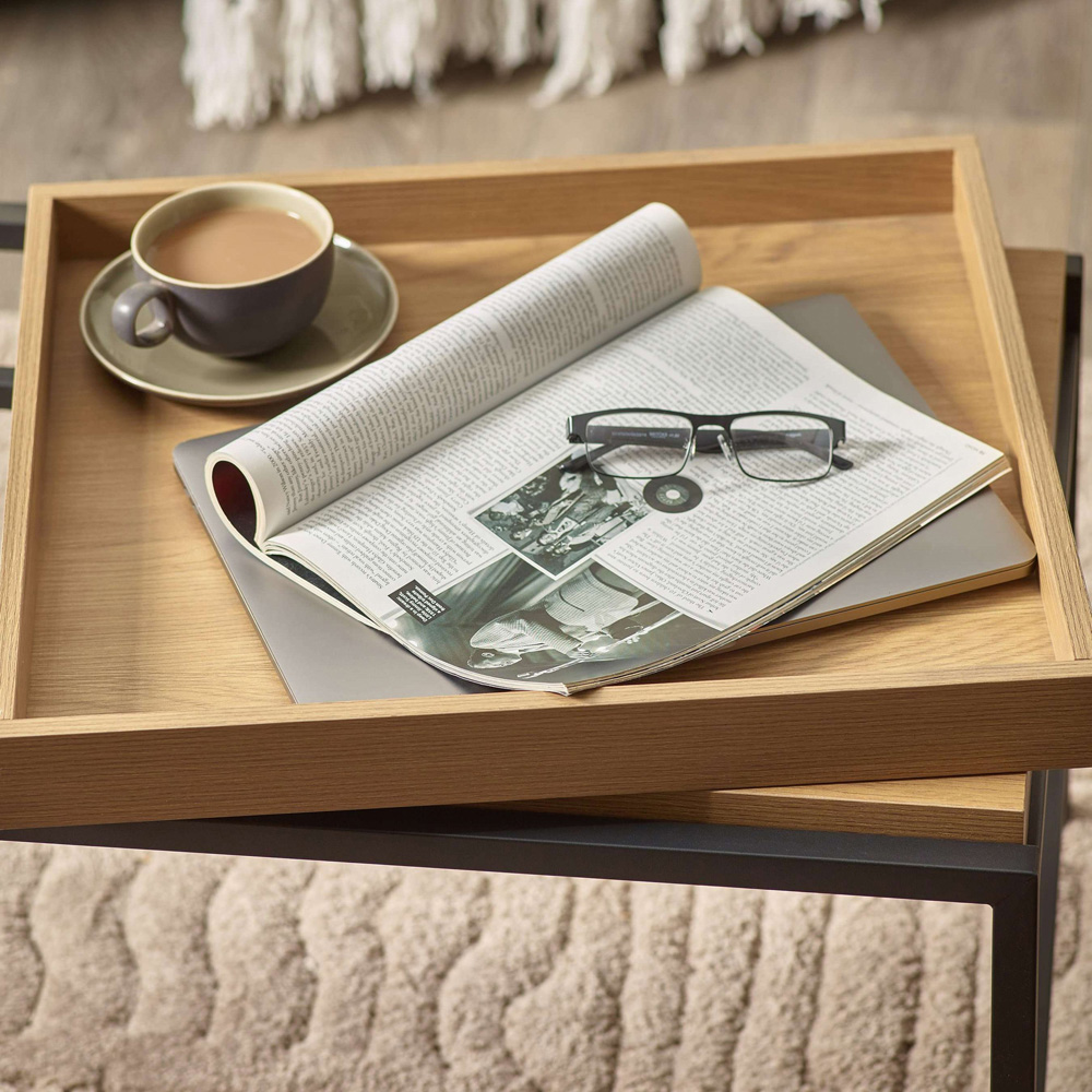 Julian Bowen Reuben Oak Effect Reversible Tray Coffee Table Image 5