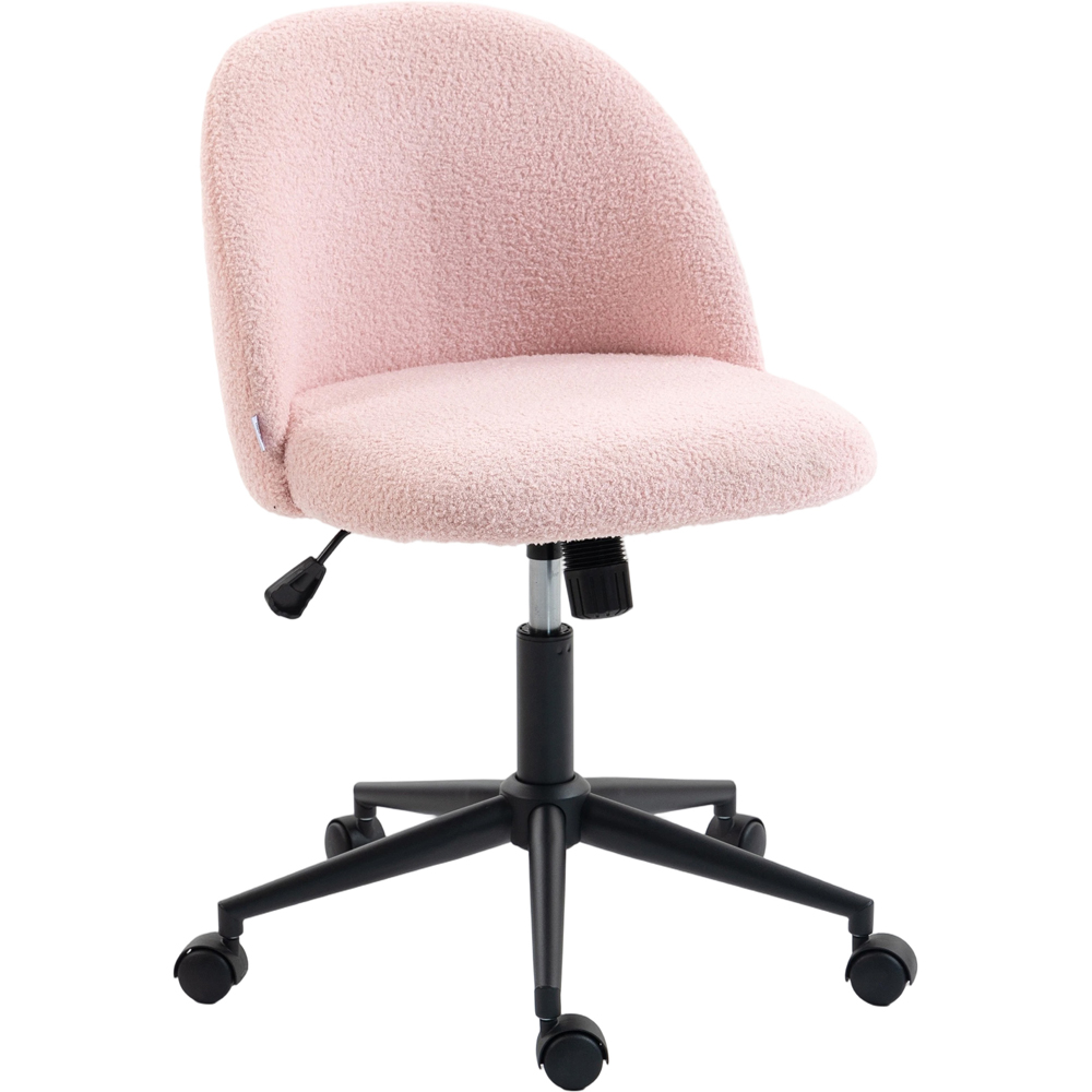 Portland Light Pink Teddy Fleece Height Adjustable Swivel Office Chair Image 2