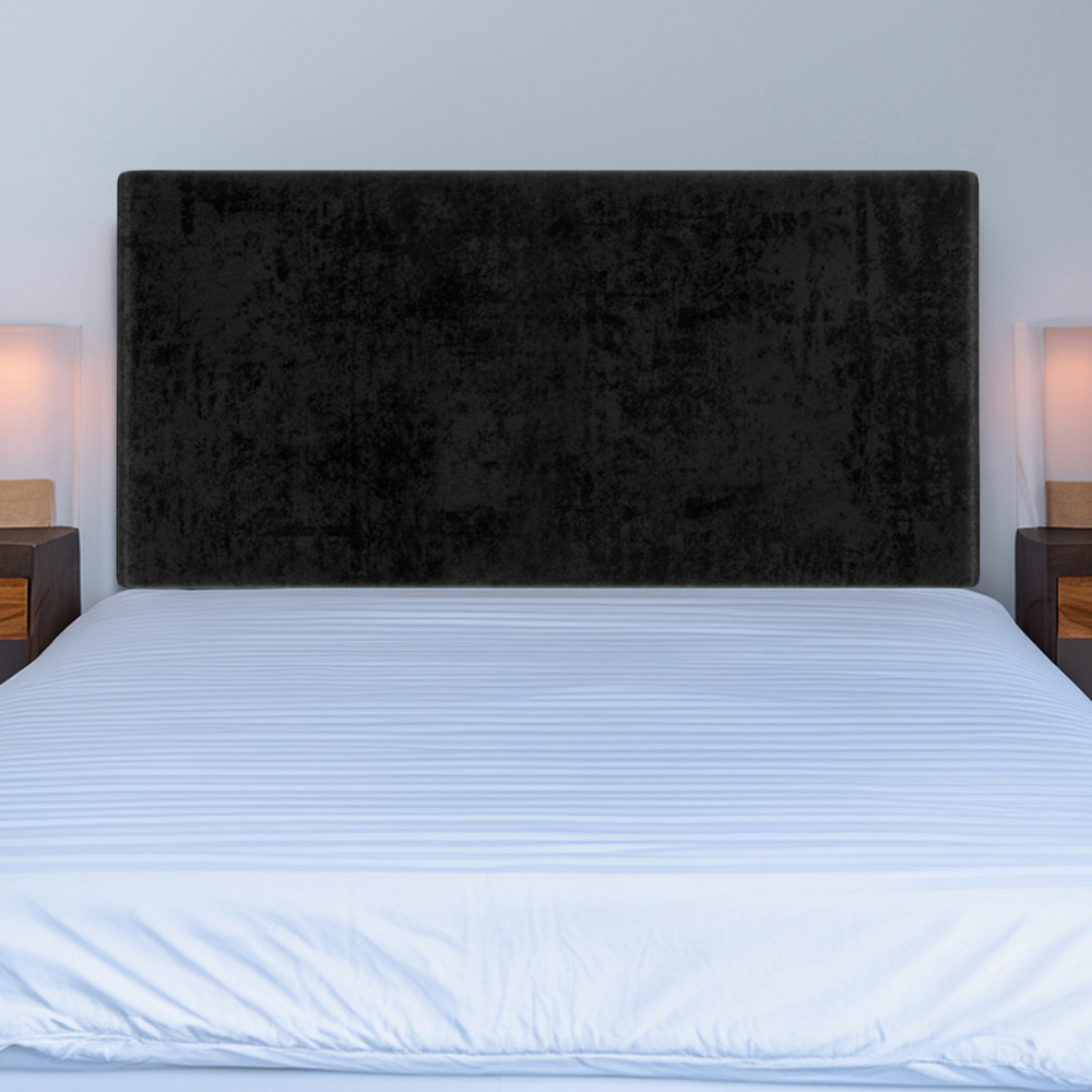 Bedmaster Single Black Naples Velvet Valencia Plain Headboard Image 1