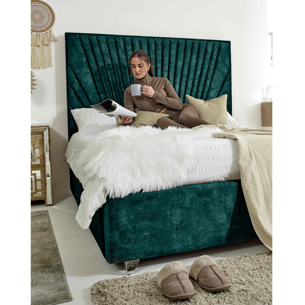 Eleganza Dawn Single Ocean Marble Fabric Bed Frame with Headboard Image 5