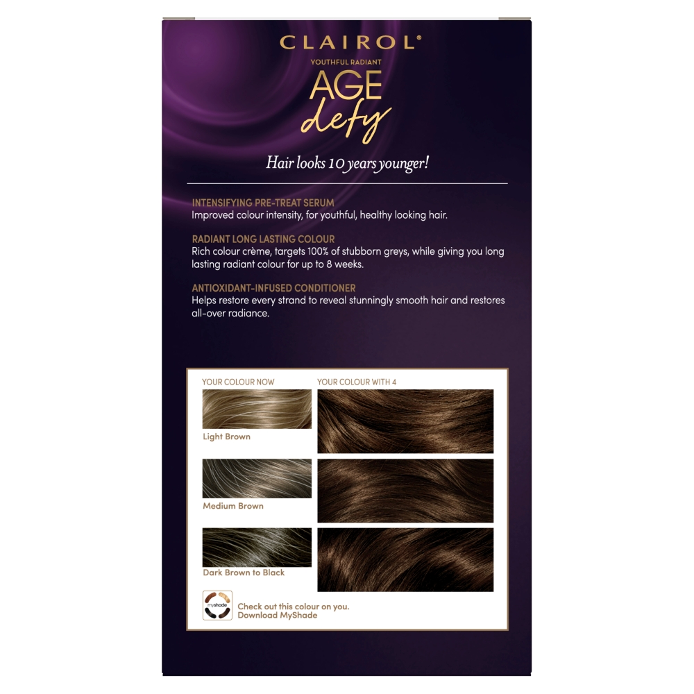 Clairol Nice'n Easy Age Defy Dark Brown 4 Permanent Hair Dye Image 3