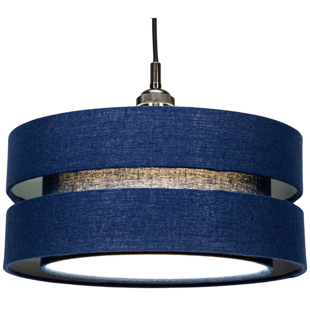 Happy Homewares 3 Tier Midnight Blue Linen Fabric Pendant Shade Image 3
