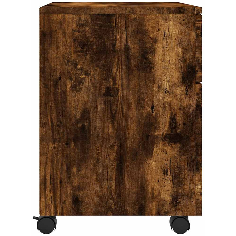 vidaXL Single Door Single Drawer Smoked Oak File Cabinet with Swivel Wheels Image 6