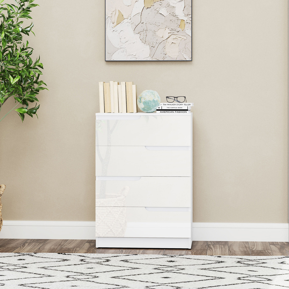 Portland 4 Drawer White Chest of Drawers Image 5