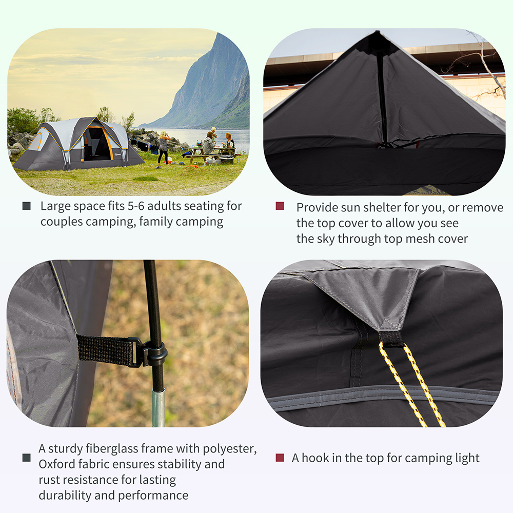 Outsunny 5-6 Person Camping Tent Multicolour Image 6