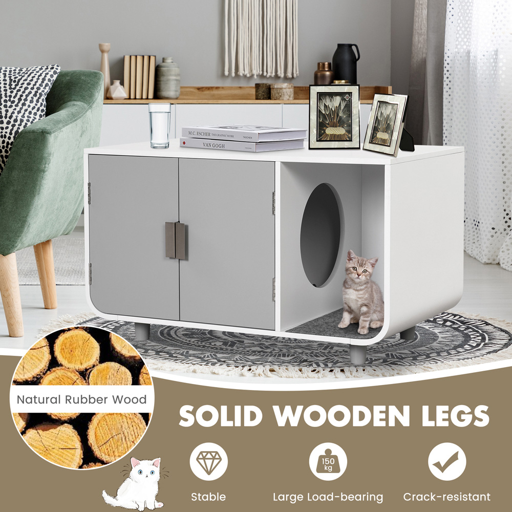 Costway 2 Door Single Shelf Cat Litter Box Enclosure Image 8
