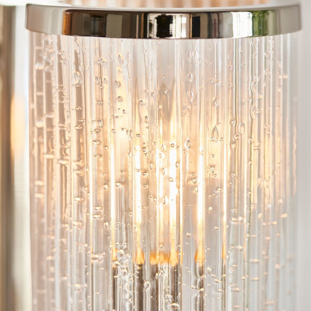 Merano Genoa Ribbed Bubble Glass Nickel Plate Wall Lamp Image 4