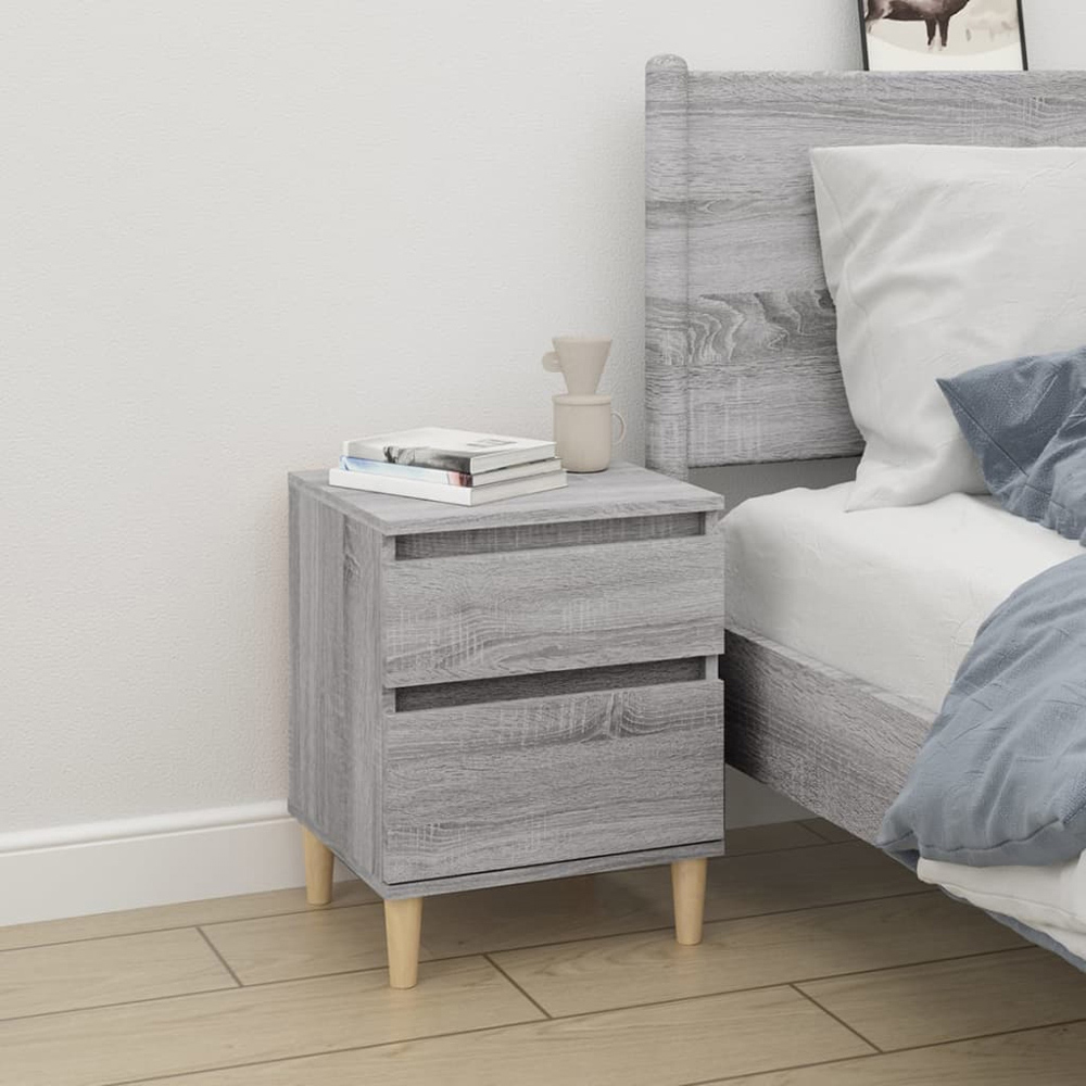 vidaXL Single Drawer Single Door Grey Sonoma Oak Bedside Table Set of 2 Image 9