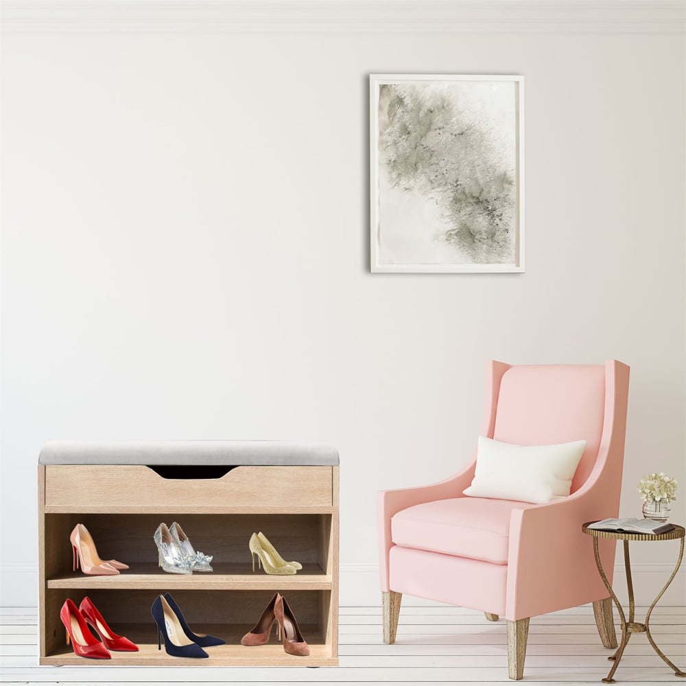 Gr8 Home Grey Wooden Shoes Storage Rack Bench with Padded Seat Image 5