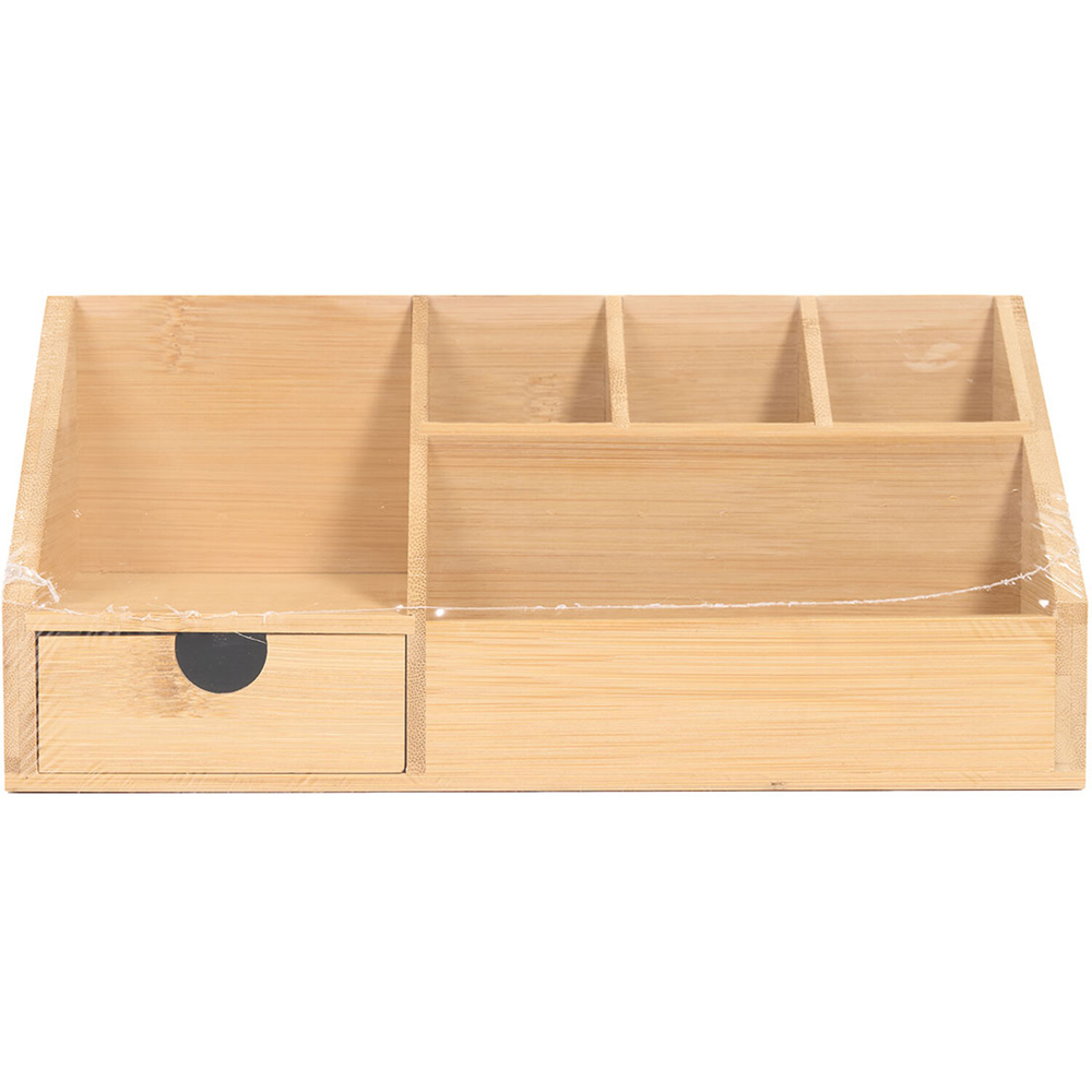 Bamboo Desk Tidy with Drawer Natural Image 2