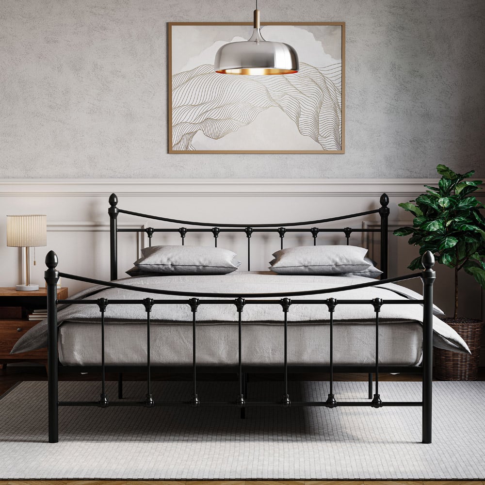Vida Designs Paris Double Black Metal Bed Frame Image 4