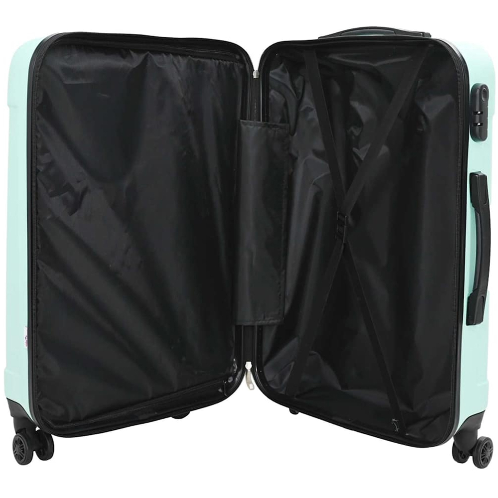 vidaXL Set of 3 Black Green Suitcases with Wheels Image 4