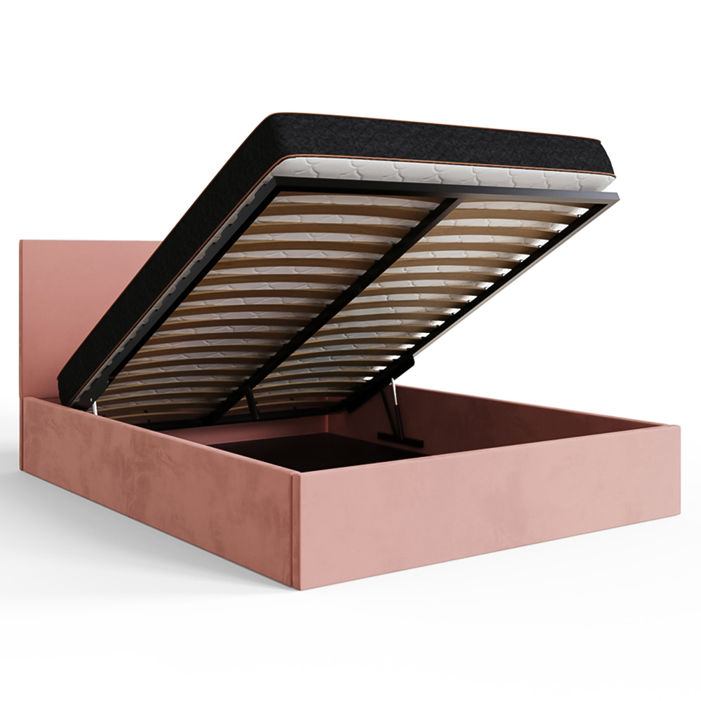 GFW King Size Blush Pink Velvet End Lift Ottoman Bed Image 7