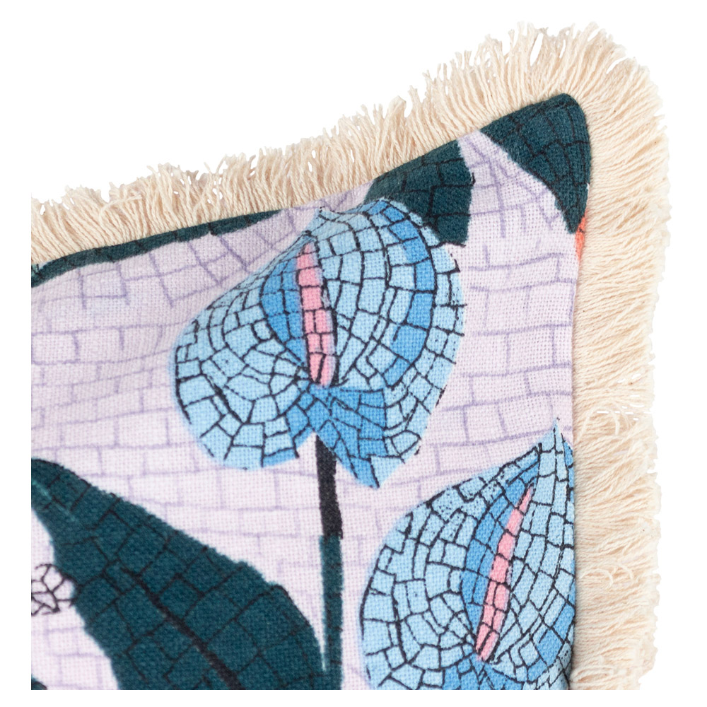 furn. Cypressa Lilac Floral Mosaic Cushion Image 5