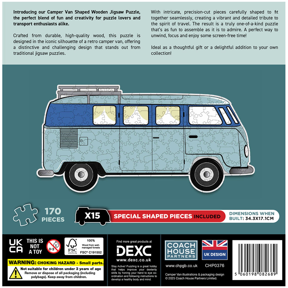 DEXC Camper Van Shaped Wooden Jigsaw Image 3