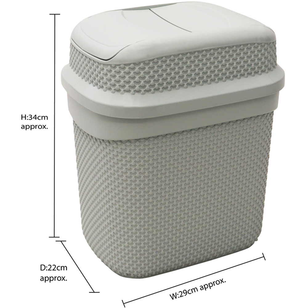 JVL Ice Grey Rectangular Lidded Bin and Droplette Toilet Brush Set Image 8
