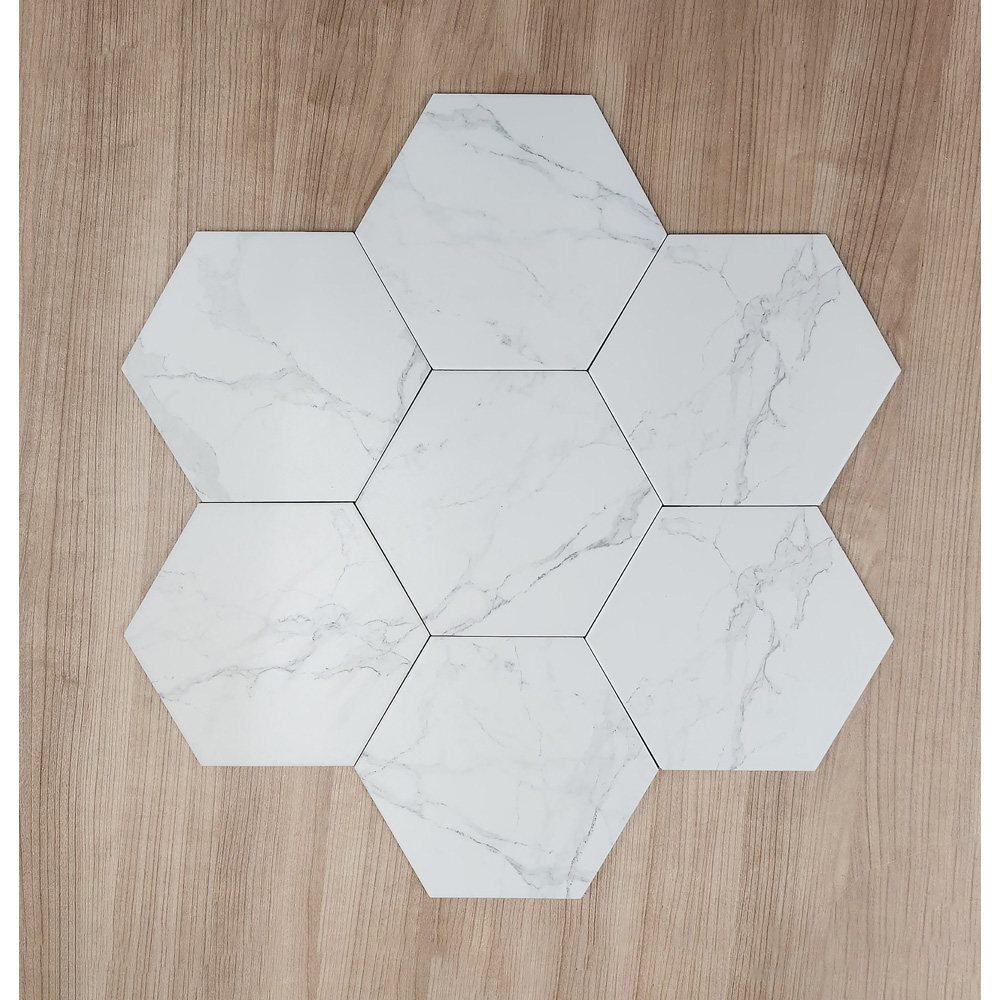 Top Ceramics White Marble Effect Hexagon Porcelain Wall Tile 215 x 250mm Image 2