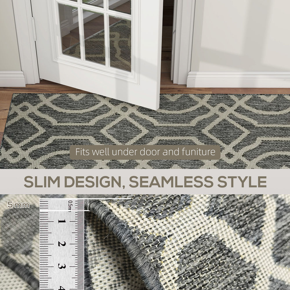 HOMCOM Grey Geometric Pattern Allergy Friendly Rug 230 x 160cm Image 7