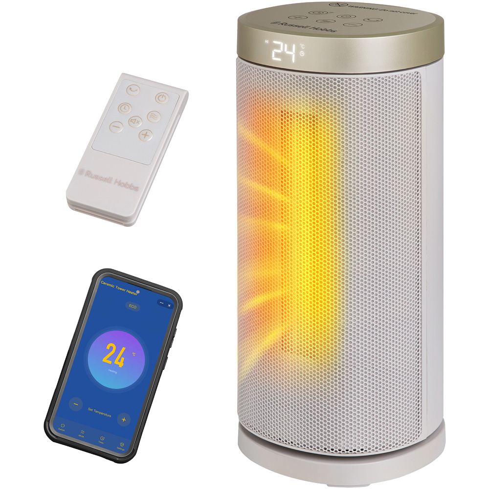 Russell Hobbs RHCTH2001ST-SMT Stone and Gold Round Smart Wi-Fi Enabled Ceramic Heater 2000W Image 2