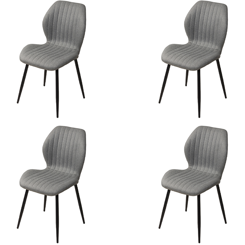 Living and Home Set of 4 Grey Fabric High Back Dining Chair Image 2