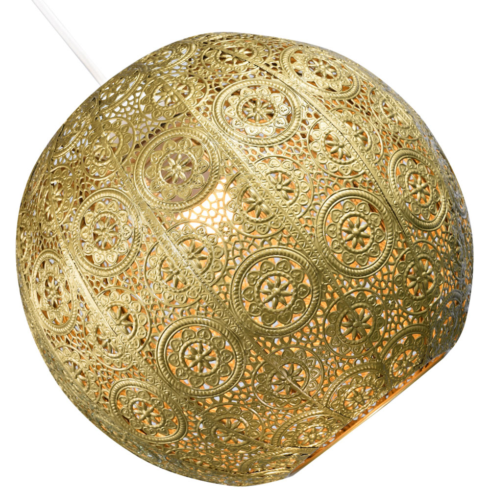 Happy Homewares Satin Gold Metal Spherical Moroccan Vintage Design Pendant Shade Image 3