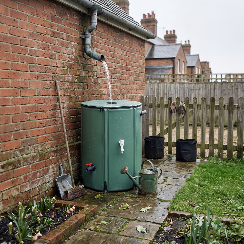 Living and Home 380L Green Collapsible Mesh Filter Rainwater Collection Tank with Side Tap Image 2