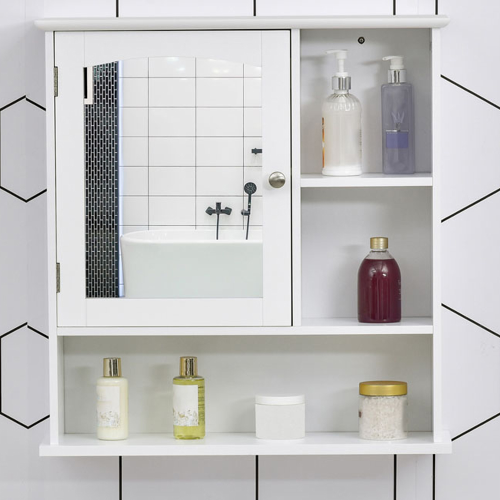 Kleankin Single Door Small Mirror Bathroom Cabinet Image 1