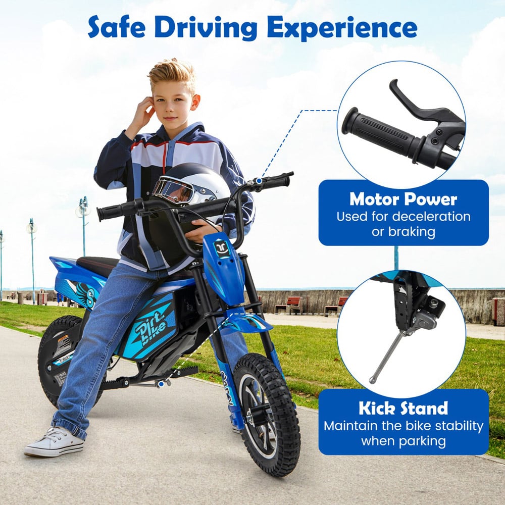 Costway Navy Kids Electric Motorcycle with Pneumatic Tyres Image 8