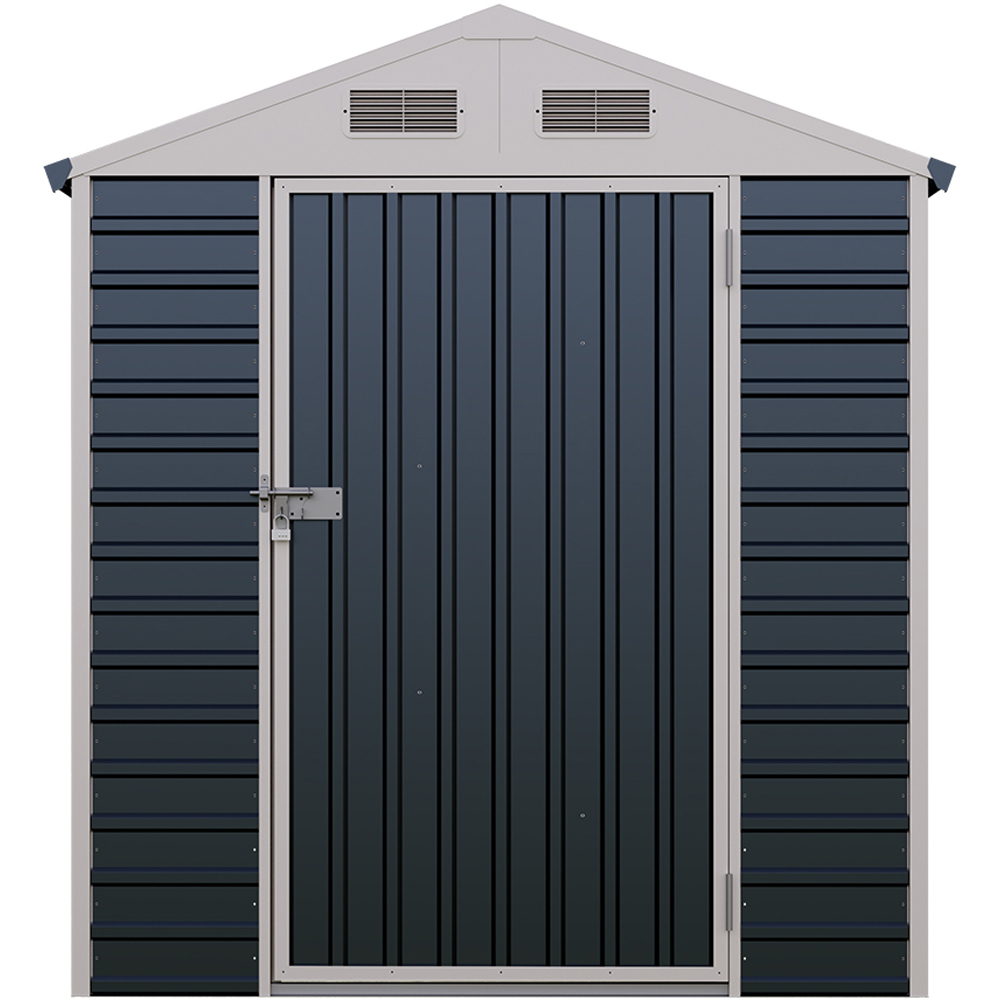 Living and Home 6 x 4ft Anthracite and White Metal Apex Garden Tool Storage Shed Image 1