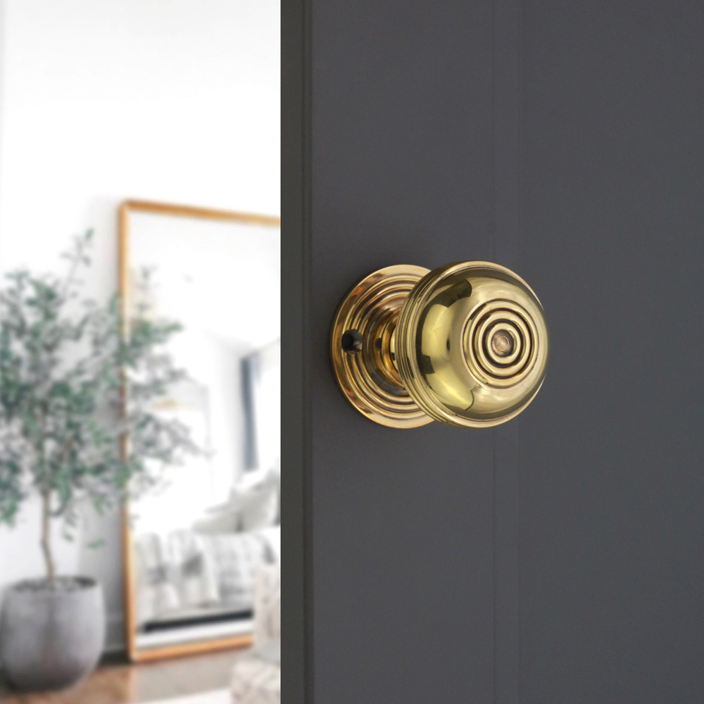 Spira Brass Aged Brass Bloxwich Small 50mm Rim and Mortice Door Knob 2 Pack Image 2