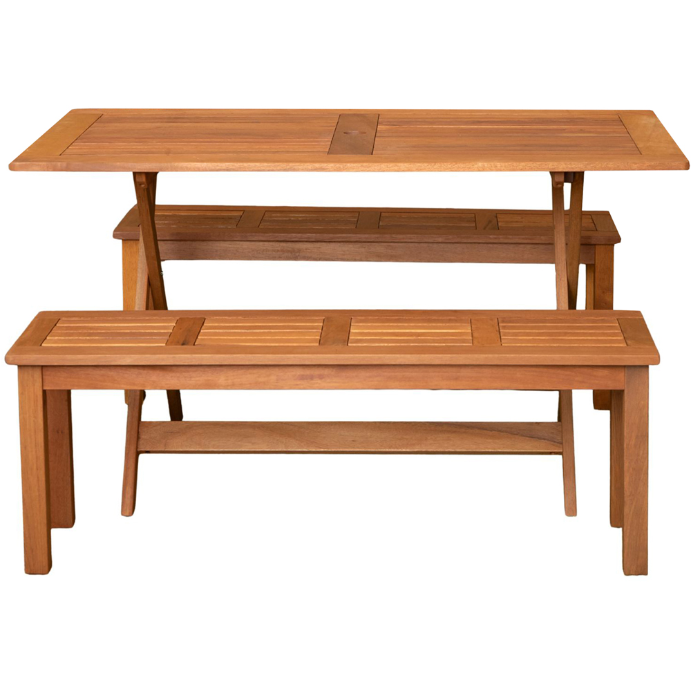 Samuel Alexander 4 Seater Wooden Rectangular Dining Bench Set Image 2