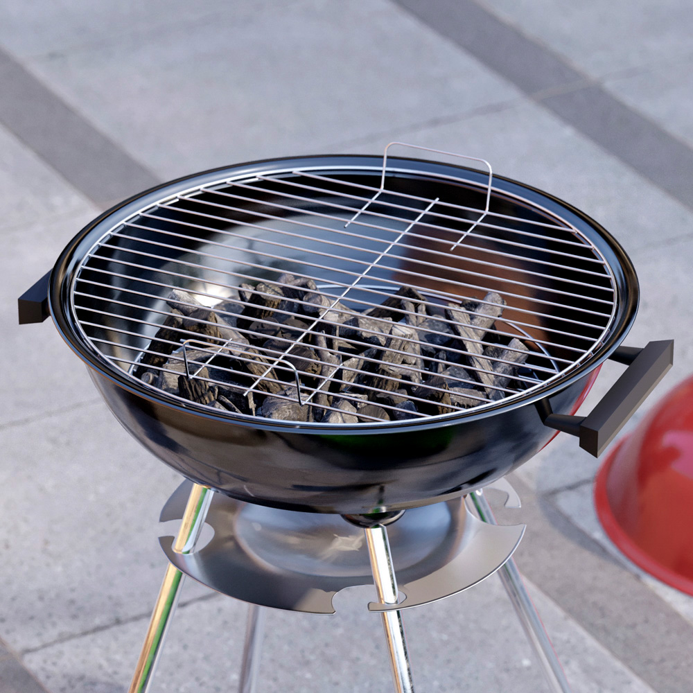 Garden Vida Memphis Red and Black Freestanding Kettle Grill BBQ Image 5