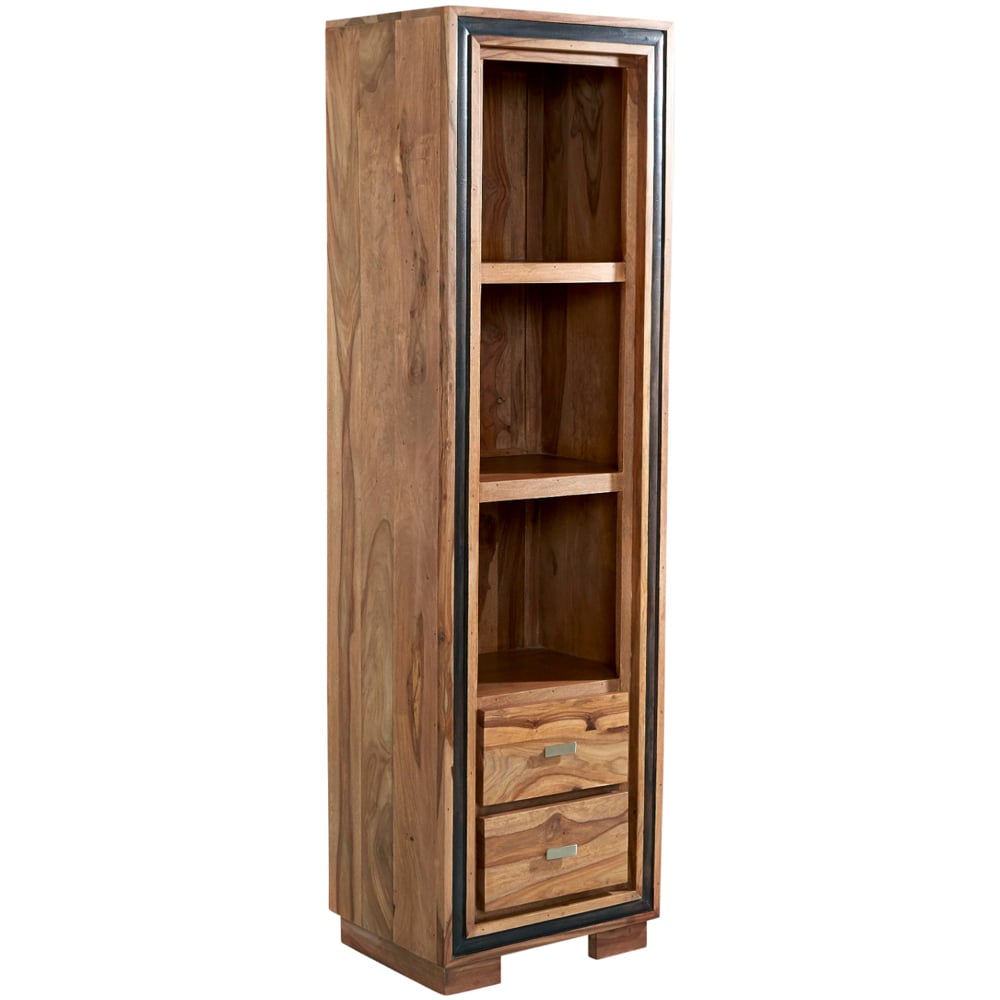 Brooklyn Hana 2 Drawer 3 Shelf Sheesham Slim Bookcase Image 2