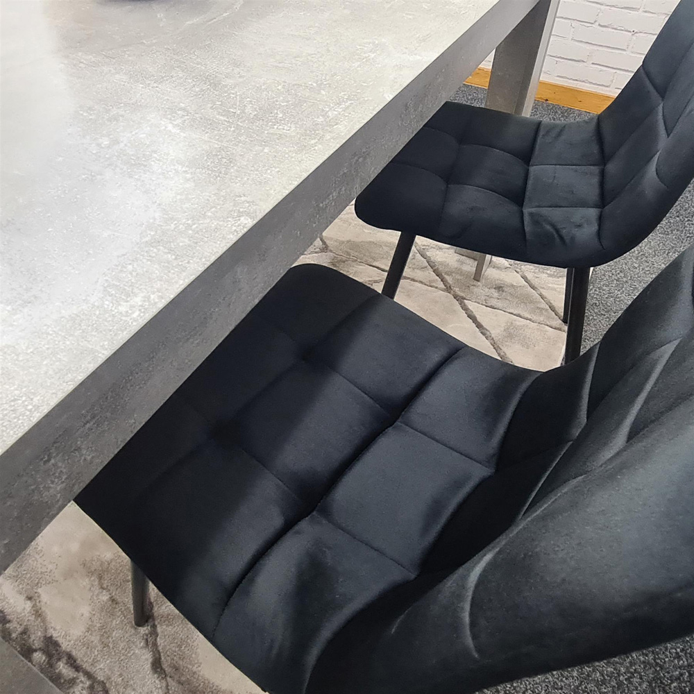 Portland Velvet 4 Seater Dining Set with Bench Stone Grey and Black Image 4