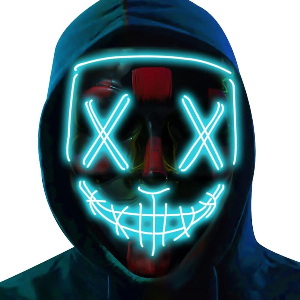 Shatchi Ice Blue Halloween LED Stitched Purge Mask Image 2