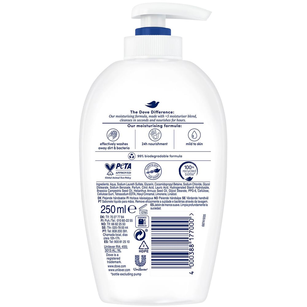 Dove Moisturising Deeply Nourishing Soft Skin Liquid Hand Wash 250ml 24 Pack Image 3