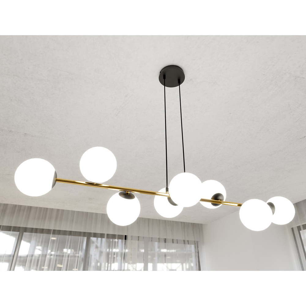 Emibig Gravity 8 Light White Shade Black and Gold E14 Ceiling Pendant Light Image 8