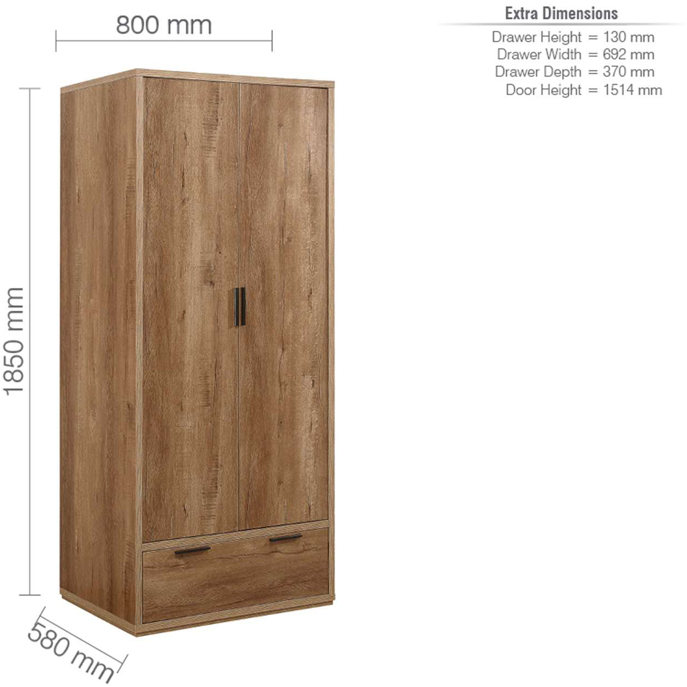 Birlea Stockwell Rustic Oak Effect 4 Piece Bedroom Furniture Set Image 7