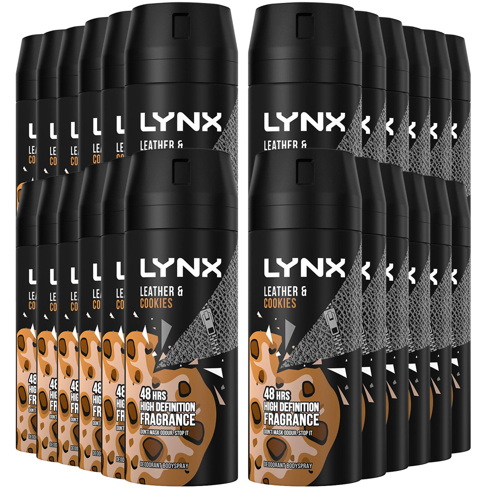 Lynx Collision Leather and Cookies 48H Protection Deodorant Body Spray 150ml 24 Pack Image 1