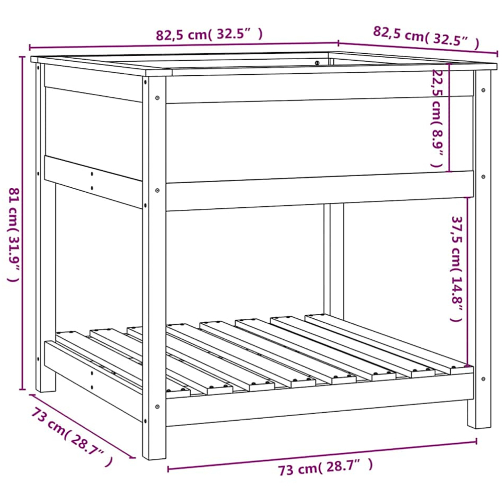 vidaXL Honey Brown Solid Pine Wood Garden Planter with Shelf 81 x 82.5 x 82.5cm Image 7