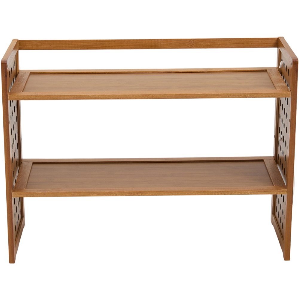 Living and Home 2 Shelf Natural Bamboo Wide Desktop Storage Rack Image 2
