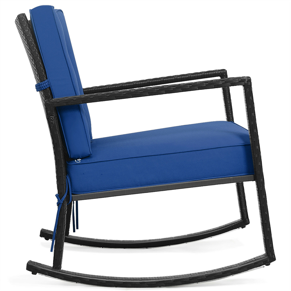 Costway Navy Rattan Rocking Chair Image 3